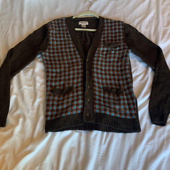 Original Penguin Mens Blue and Brown Plaid Cardigan Size M - Picture 3 of 6